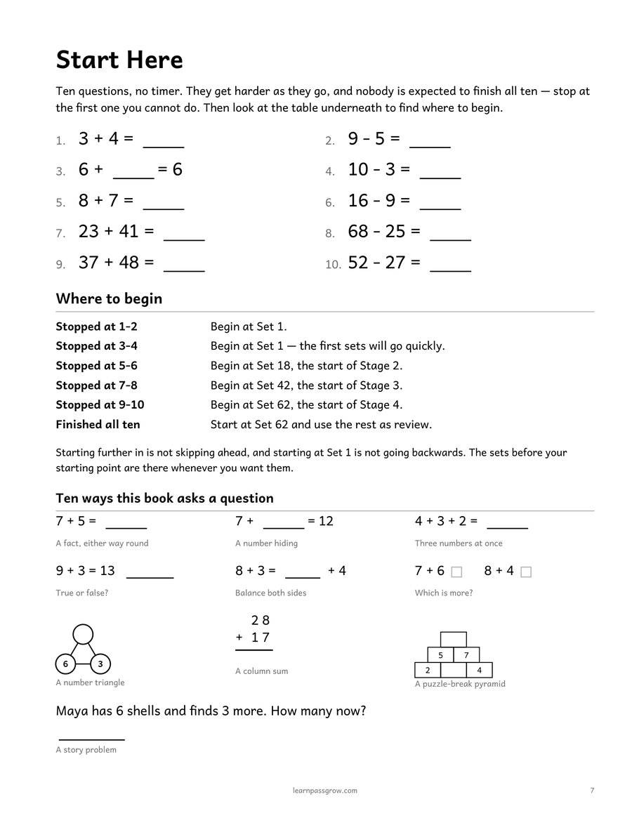 Addition & Subtraction Practice — inside page 1