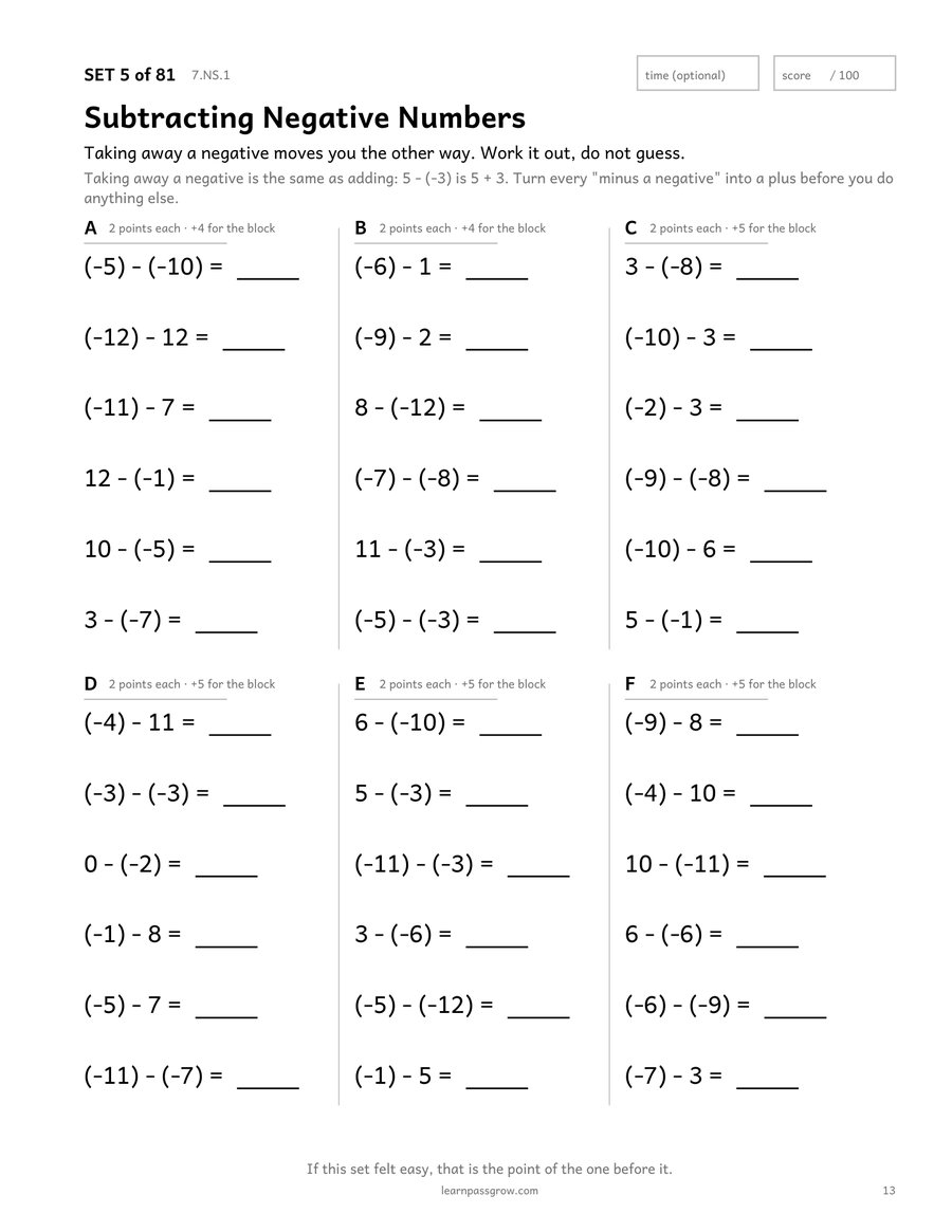 Pre-Algebra Practice — inside page 2