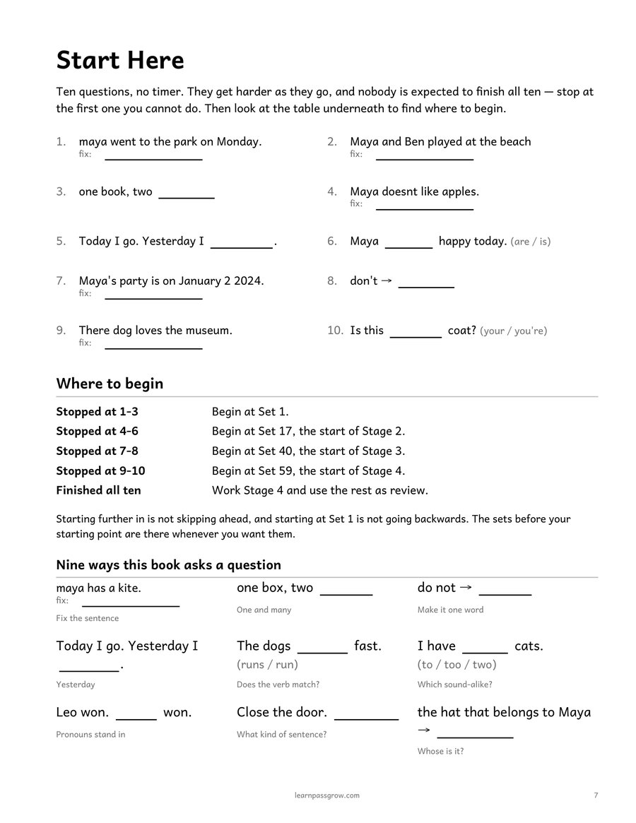 Grammar & Punctuation Practice — inside page 1