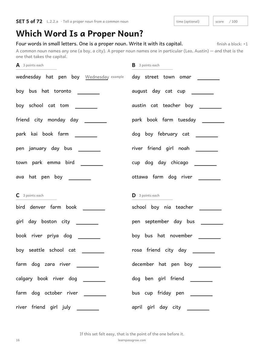 Grammar & Punctuation Practice — inside page 2