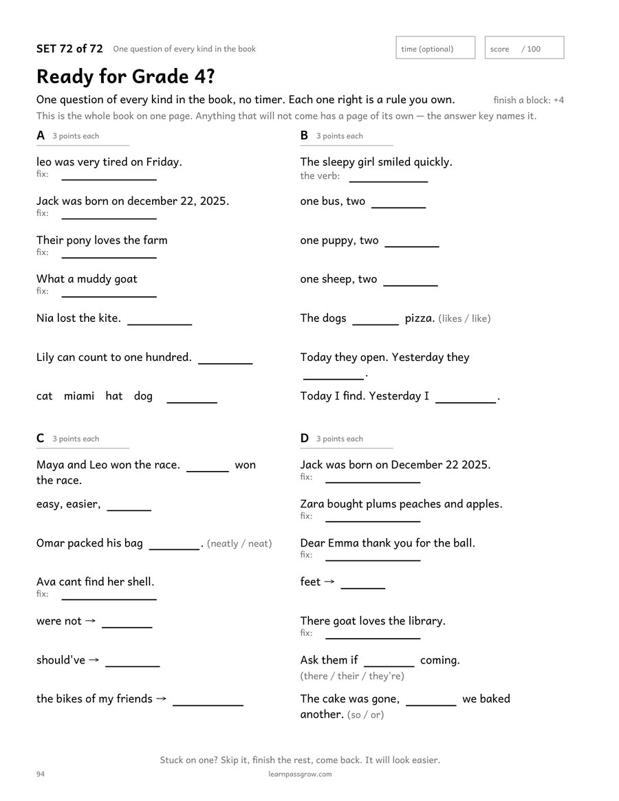 Grammar & Punctuation Practice — inside page 3