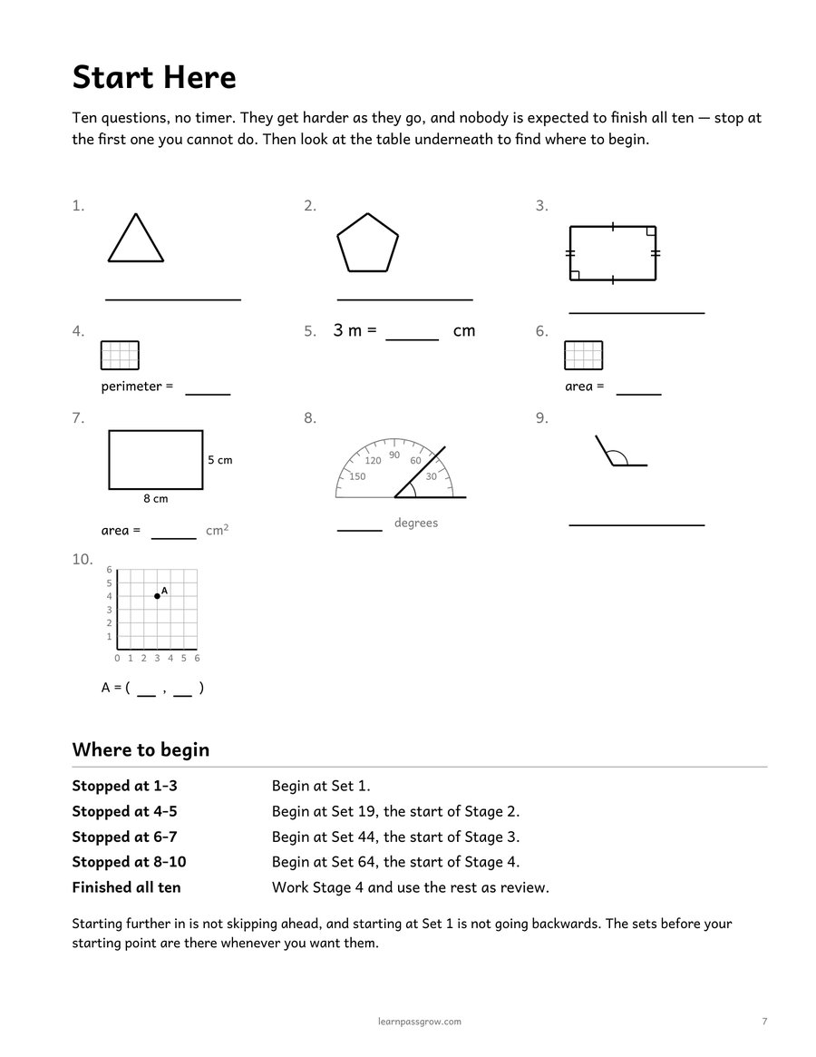 Geometry & Measurement Practice — inside page 1