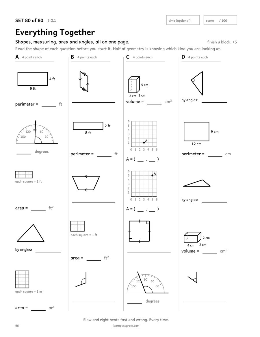 Geometry & Measurement Practice — inside page 4