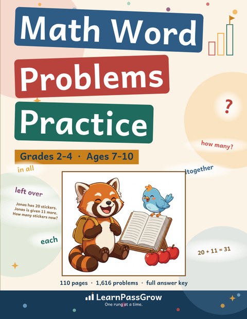 Math Word Problems Practice — book cover
