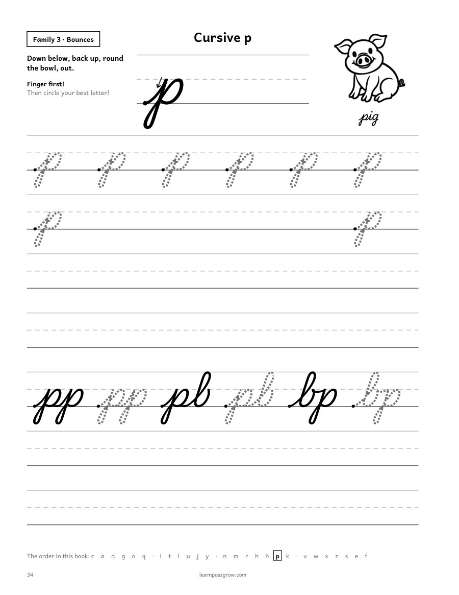 Cursive Letter Tracing for Kids — inside page 1
