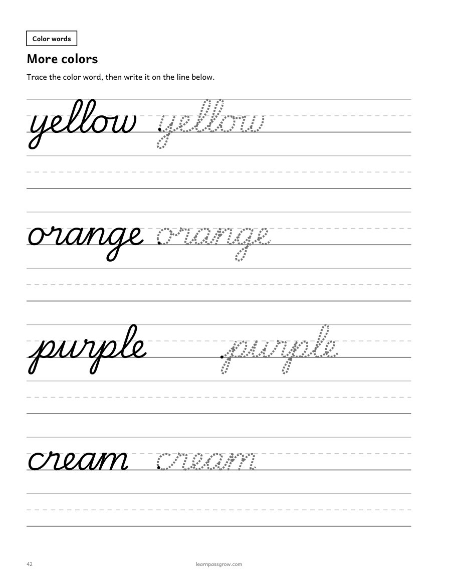 Cursive Words and Sentences — inside page 1