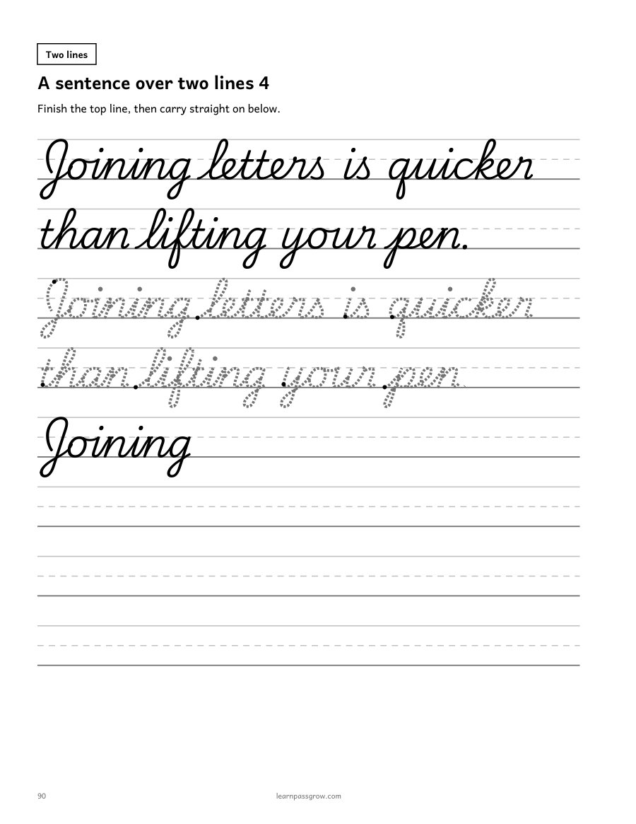 Cursive Words and Sentences — inside page 4